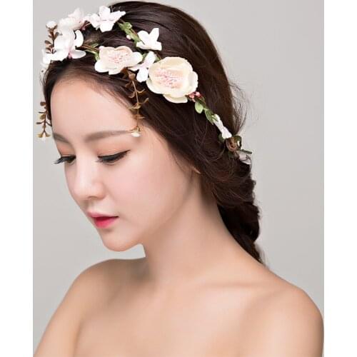 Women Wedding Flower Wreath bridal hair headdress Flower Crown kids party garland hair accessories adjustable party garlands