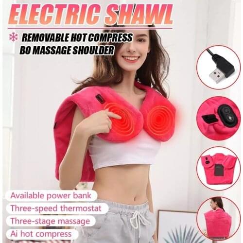 Winter Electric Heating Pad Neck Shoulder and Back Heat Vibration Wrap Back Pain Pain Relief Therapy Temperature Controller