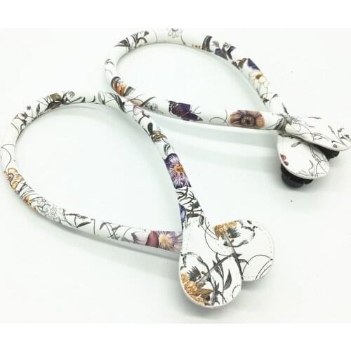 1 pair 65 cm pu leather flower pattern soft handle for your classic and also for mini for obag