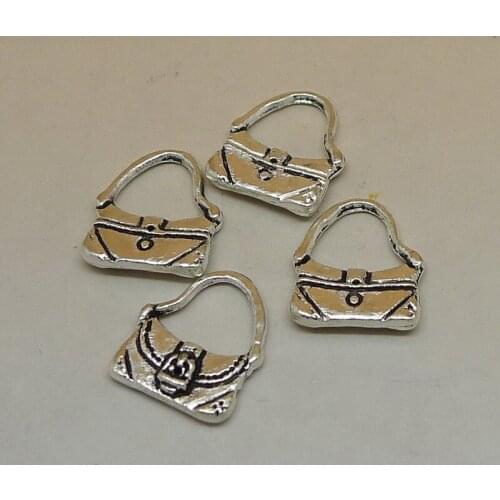 100Pcs/lot Vintage Silver Ladys Handbag Charms 12x15mm Gripesack Pendant DIY Jewelry Findings