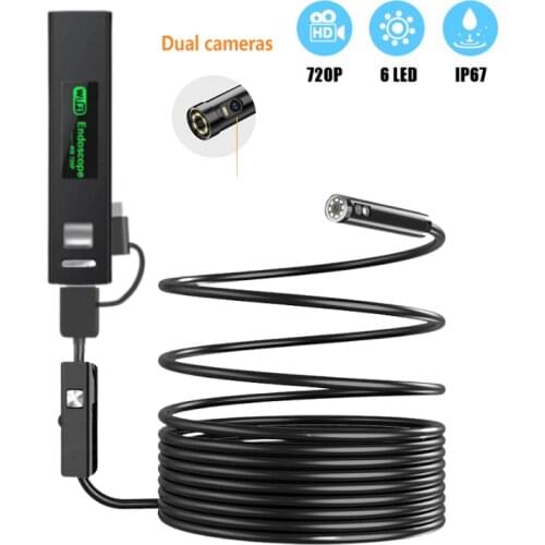 Dual Lens USB Camera Endoscope ip68 Sewer Drain Pipe Engine Inspection Camera Flexible Camera Wifi Borescope for Mobile Phone