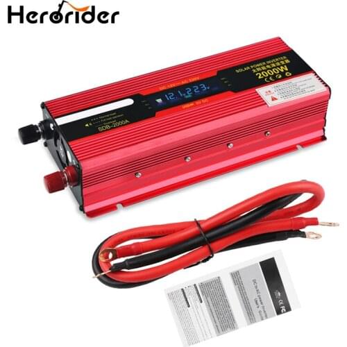 Solar Power Car Inverters 2000w 12v 220v 110v Car Power Inverters DC Voltage Transformer Car Converter 24v LCD Display