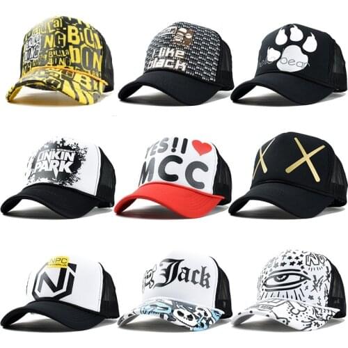 New adult casual hip hop baseball caps Women cartoon letter cruved Trucker hat Outdoor men breathable sport Snapback hats