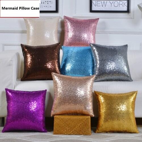 Solid Pillow Case Sequins Bling Cushion Cover 30*50/40*45*45/50*50/55*55cm Sofa Home Decorative Pillow Glitter Throw Pillowcase