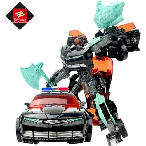 Jinjiang Transformation Model Commander Figures Action Anime 24cm Children Toys Deformation Police Car Robot With Weapon Suit