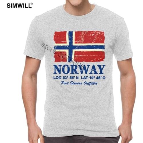 Vintage Distressed Norway Flag T-Shirt Short Sleeve O Neck Nation Pride Graphic T Shirts Boyfriends Gift Cotton Tee Clothing