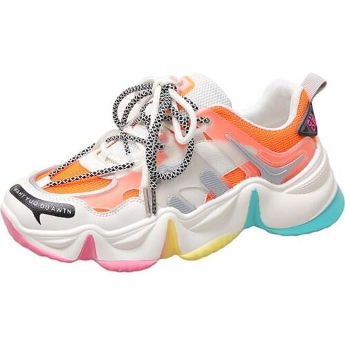 Colorful Womens Fashion Sneakers Rainbow Sole Ladies Stylish Running Shoes Breathable Street Walking Shoes Workout Gym Trainers