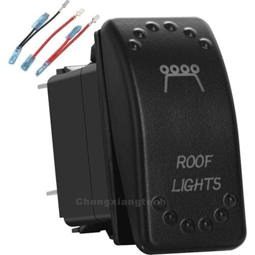 Roof Lights White Led Rocker Switch 5 Pins Single Pole Single Throw ON/OFF For Car Boat Waterproof 12v/24v + Jumper Wires Set