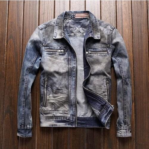 Driver Mens Truck Vintage Biker Motorcycle Retro Slim Fit Denim Coat Younger Mechanic Jacket Drop Shipping