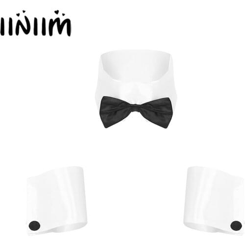 Iiniim Mens Adults Dancer Costume Costume Collar and Cuffs Set for Halloween Single Parties Novelty Halloween Accessories