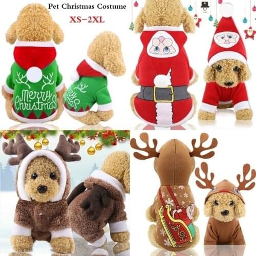 Pet Christmas Costume Autumn Winter Clothing Hoodie Outfit for Dogs Cats