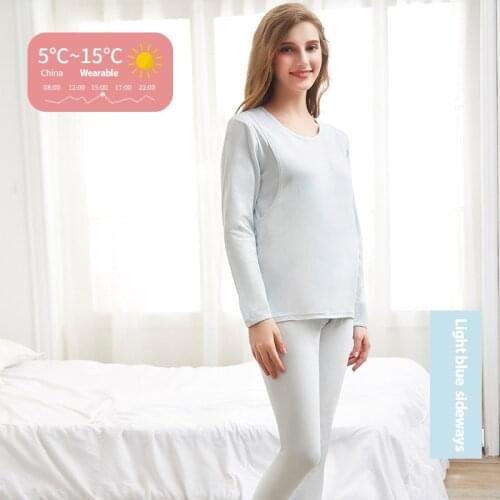 Maternity Pajamas Set Pure Cotton Thermal Underwear Long Trousers Postpartum Nursing Pajamas Dresses for Breastfeeding