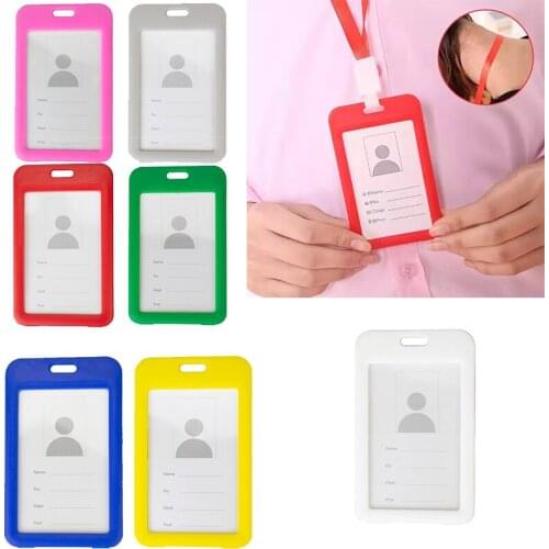 Plastic ID Card Holder Hanger Neck with Lanyard for Meeting Exhibition Show Name Pass Photo Badges Office Credential Accessories