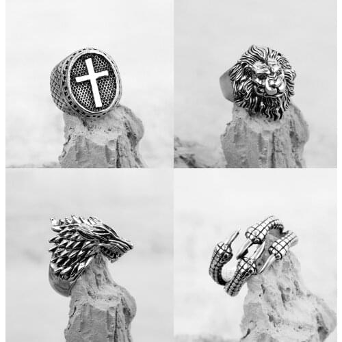 Vintage Punk Animal Cross Centaur Anubis Claw Rings For Men Teenagers Open End Adjustable Size Hip Hop Fashion Jewelry Gifts