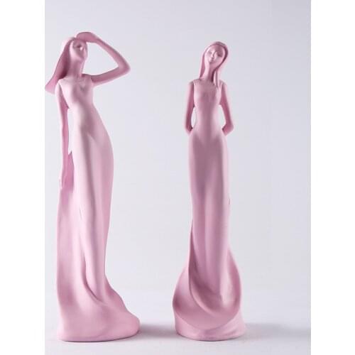 LADY BEAUTY SCULPTURE HOME DECORATION ORNAMENTS HANDMADE RESIN FIGURINES MINIATURE MODEL ABSTRACT STATUE WEDDING GIFT CRAFTS