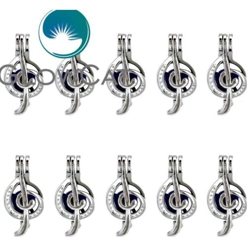 10x K649 Musical Note Pearl Cage Making Beads Locket Essential Oil Diffuser Aromatherapy Locket Pendant Musician Gift Jewelry