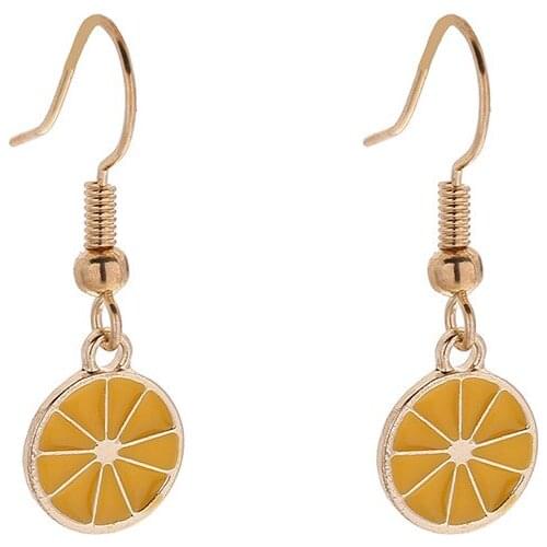 12 pair / lot wholesale fashion jewelry metal enamel lemon slice earring for women