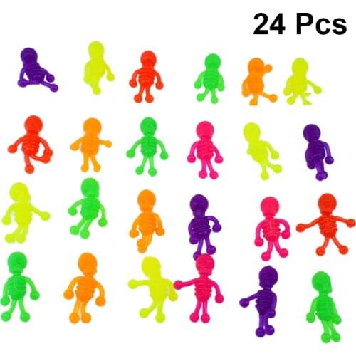 24PCS Action Figures Human Skeleton Bendable Stretchy Bulk Toys Bendy Playthings for Pinata Party Favors Prizes