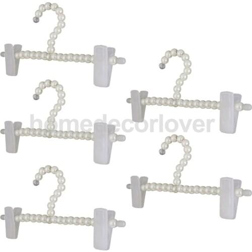 Pack of 5Pcs, Pearl White Beaded Clip Hanger Clothes Trouser 24cm Household Organization