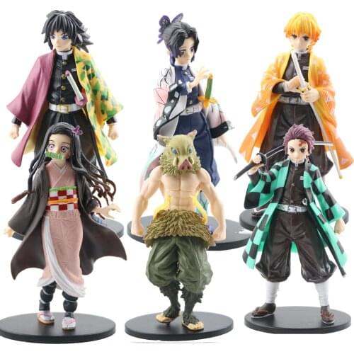 6pcs/set Anime Demon Slayer Kimetsu No Yaiba Figure Posket Kamado Tanjirou Kamado Nezuko Agatsuma Figure Toys 16cm