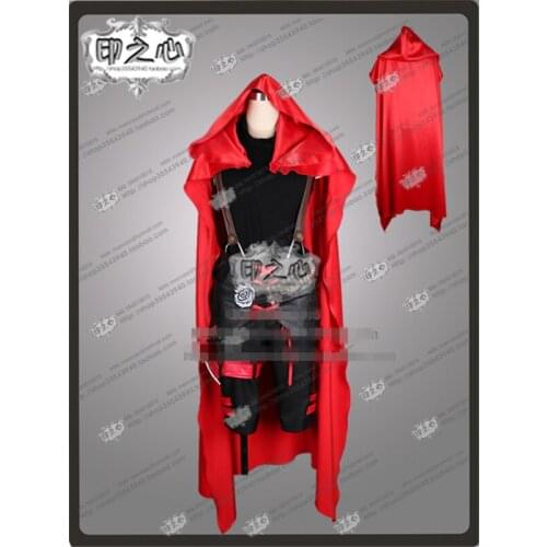 Anime Ruby Rose Little Red Riding Hood Combat Black Cosplay Costume Shirt+Pants+Cloak D