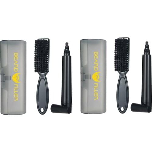 Beard Filling Pen Kit Barber Pencil With Brush Salon Facial Hair Engraving Styling Eyebrow Tool Male Mustache Repair Shape