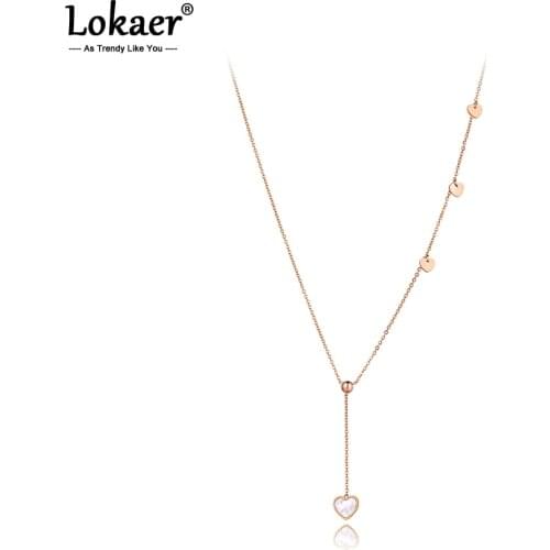 Lokaer Original Design Stainless Steel Love Heart Charm Chain Choker Necklace Jewelry Bohemia Pendant Necklace For Women N20191