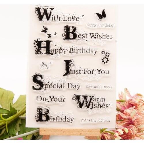 Birthday Lace Words Silicone Clear Seal Stamp DIY Scrapbooking Embossing Photo Album Decorative