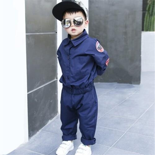 Children Casual Workwear Sets Baby Boys Girls Spring Autumn Cotton Long-sleeve Coat+Pants 2 Pcs Kids Cool Handsome Clothes Suits