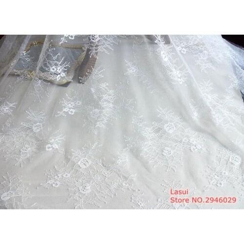 Drape Sequins embroidery Fabric Ivory white DIY Bone lace 1.6m Summer dress Wedding dresses Fresh