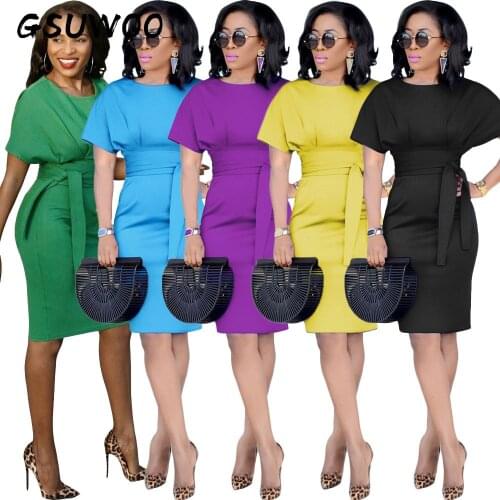 Летние платья с коротким рукавом GSUWOO China At AliExpress