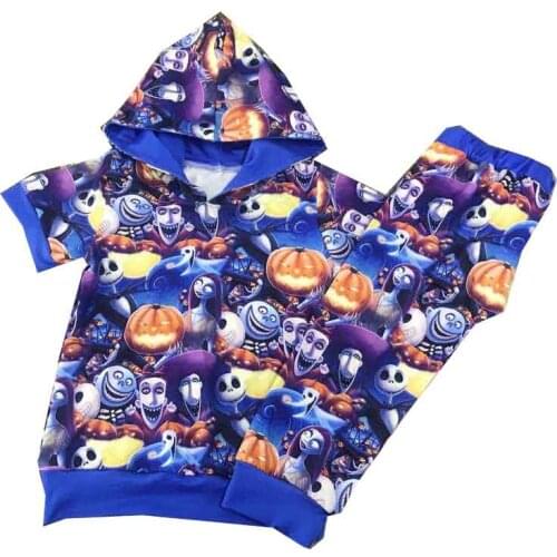 Kids clothing sets hoodie short sleeve top halloween pattern babyoutfit