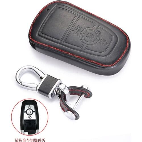 Leather Key Case For Ford Focus Edge Explorer 5 Mondeo Mk4 Escort Trurus TITANIUM Mustang Ranger Accessory Car Key Cover Holder