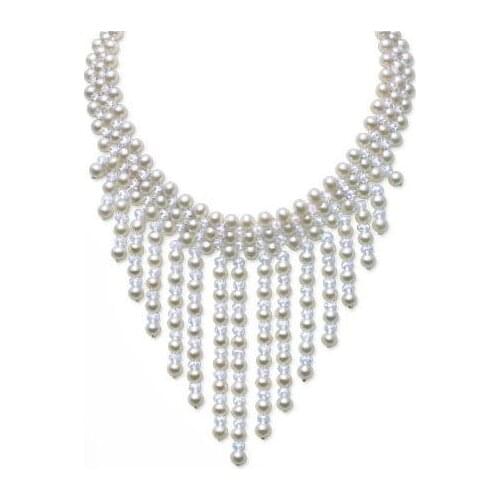 MADALENA SARARA AAA 5-6mm Genuine Pearl Elegant Princess Style White Purple Freshwater Pearl Necklace Multi-rows Necklace