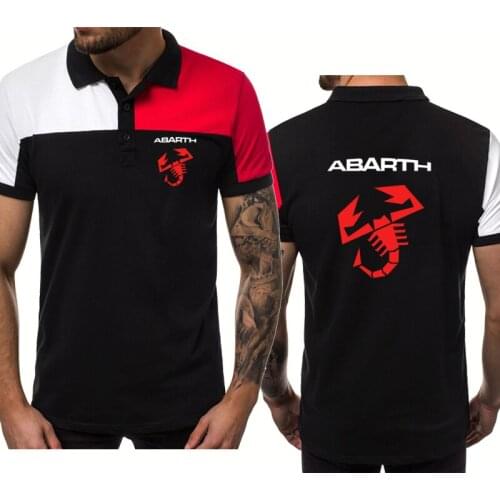 Fashion Casual Mens short sleeve Abarth Car Logo Printing Mens POLO shirt Cotton Summer High Quality short sleeve