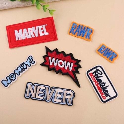 50pcs/lot Embroidery Patches Letters Clothing Decoration Accessories Diy Iron Heat Transfer Applique Iron on Transfer Clothes