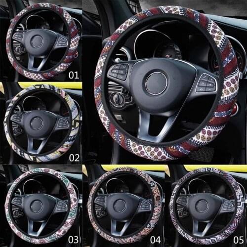 New Universal 37-38CM Car Steering Wheel Cover Folk-Custom Flax Wheel Cover Anti Slip Four Seasons Car Styling