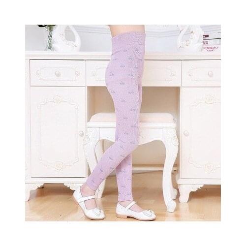 Autumn Winter Leggings For Girls Knitted Cherry Embroidery Trousers Elastic Waist Skinny Pants 2 3 4 5 6 7 8 Y Baby Kids Legging