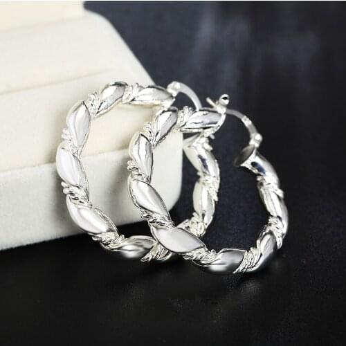Silver plated Jewelry Earrings Fashion Jewelry 3.8CM Hollow Hoop Earrings Brincos De Festa Horloge Twisted Round Earrings