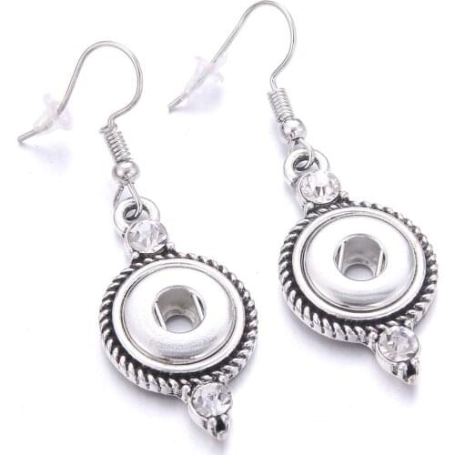 New Heat Sale 12mm Snap Buttons Earrings Dangle Crystal Drop MIni Snap Drop Earrings Fashion Ladies Snap Button Jewelry Earrings