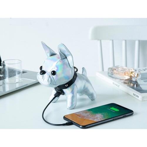 New Big bands Rainbow Laser French bulldog mobile power bank 8000mah Dog Doll power supply Mobile phone pendant