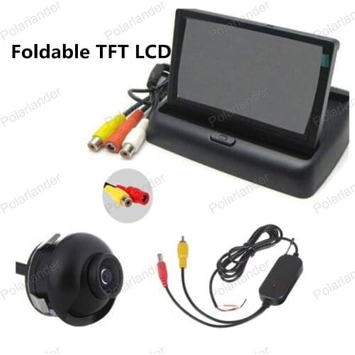 High quality 4.3 inch Foldable car display with 2 video inputs + Car Reverse Rear View Monitor add CCD Night Vision Car Camera