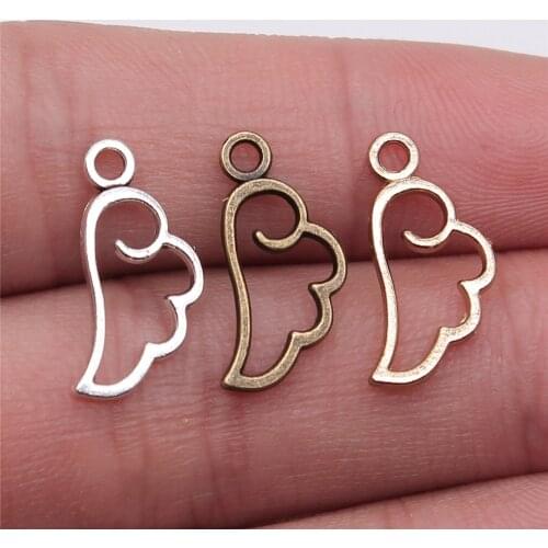 WYSIWYG 50pcs 18x9mm 3 Colors Cute Tiny Hollow Angel Wing Charms For Jewlery Making Bracelet Necklace Making