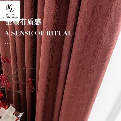 Bright Red 2021 New Curtains for Living Dining Room Bedroom Geometric Pattern Curtains Shading Modern and Simple Curtains