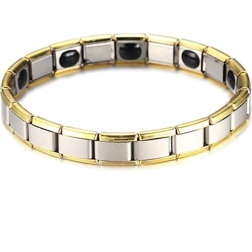 Jewelry Golden Border Elasticity Elastic Energy Sport Magnetic Germanium Italian Charm Bracelet Fashion Gift Stainless Steel ST5