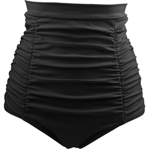 High Waisted Women 50s Retro Vintage Pure Colors Bikini Bottoms Classic Swim Pants Plus Size Brazilian Thong Bathing Short swim