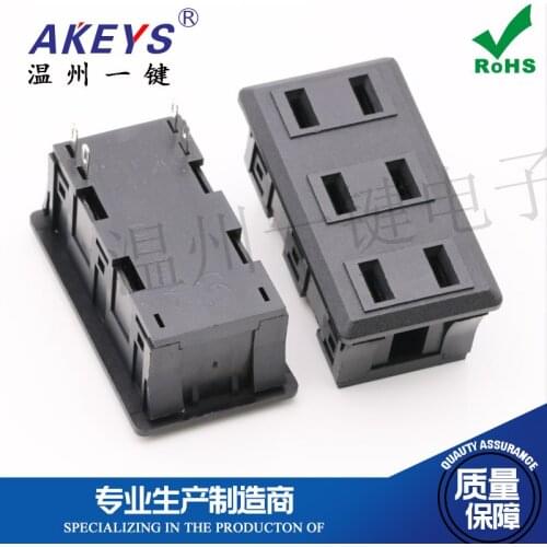 10 pcs AC-112 AC Power Socket 2-Plug Triple 6-Hole 4-Pin Direct Plug Power Base 10a250v Rectangular Panel