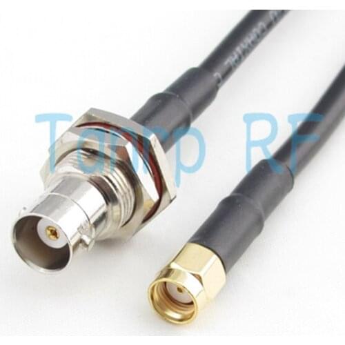 20INCH RG58 extension cable 50CM BNC female nut bulkhead to RP SMA male plug RF connector Pigtail coaxial jumper cable