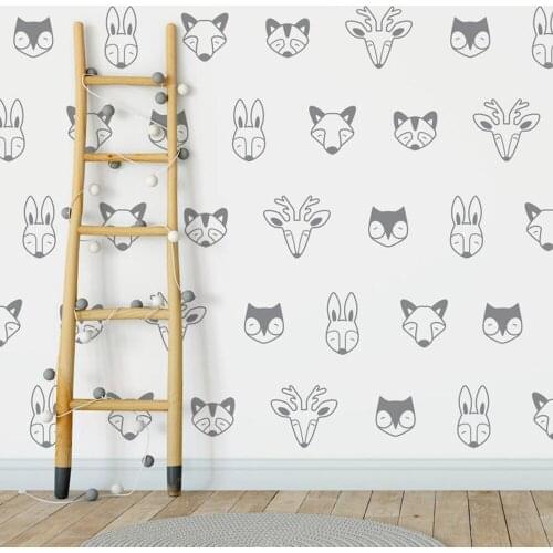 20Pcs Geometric Woodland Animal Fox Deer Rabbit Lion Wall Decal Kids Room Baby Nursery Jungle Forest Wall Sticker Playroom Vinyl