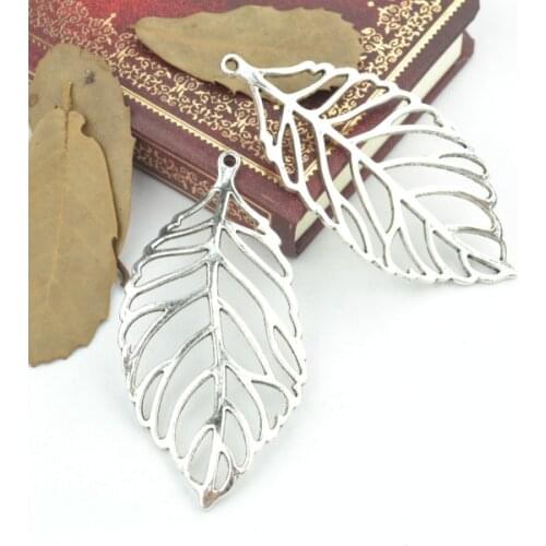 4pcs alloy Tibetan Silver Plated tree leaf Charms Pendants for Jewelry Making DIY Handmade Craft 72*36mm Q328